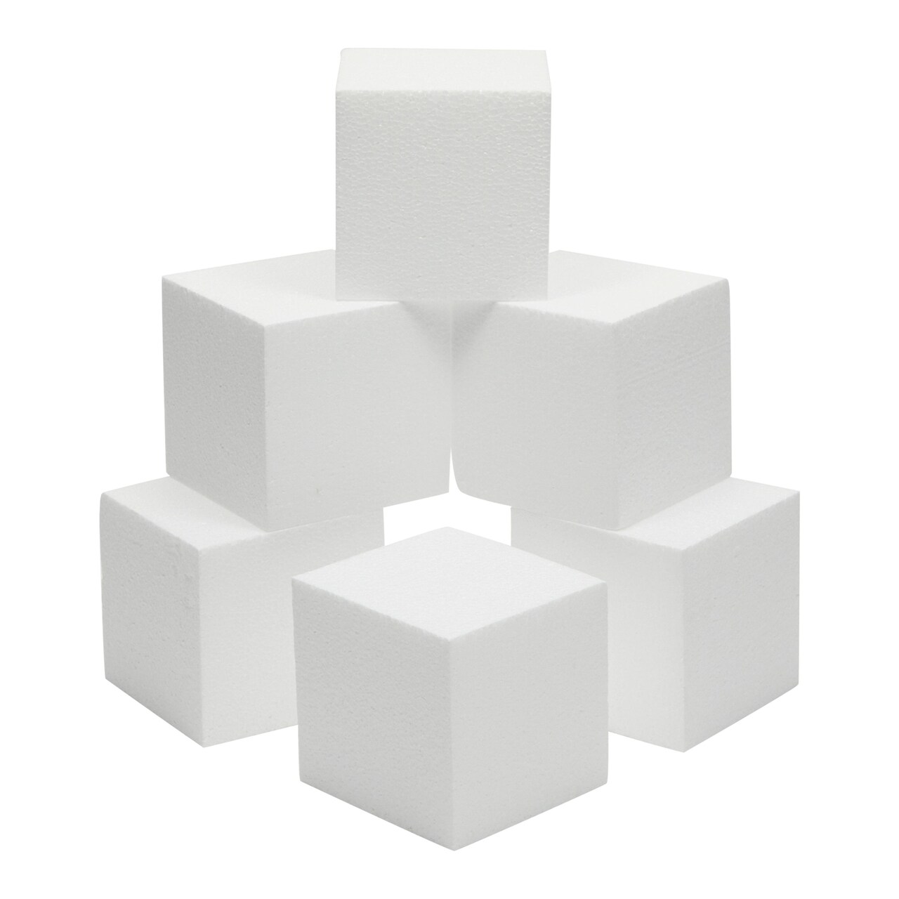 6 Pack Foam Cube Squares for Crafts - Polystyrene Blocks for DIY, Floral Arrangements, Arts Supplies (4 x 4 x 4 in, White)